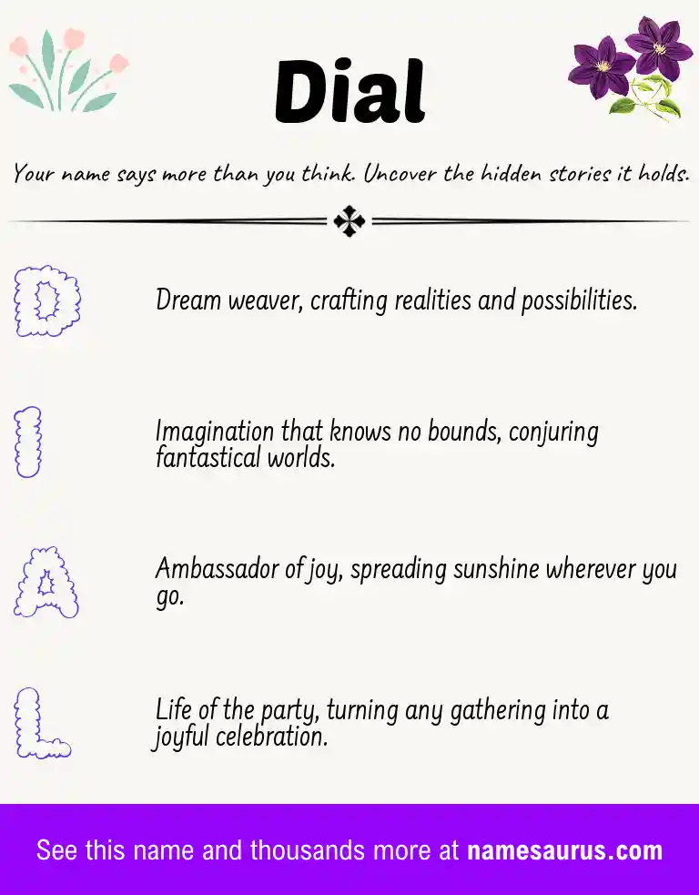 Acrostic poem about Dial.