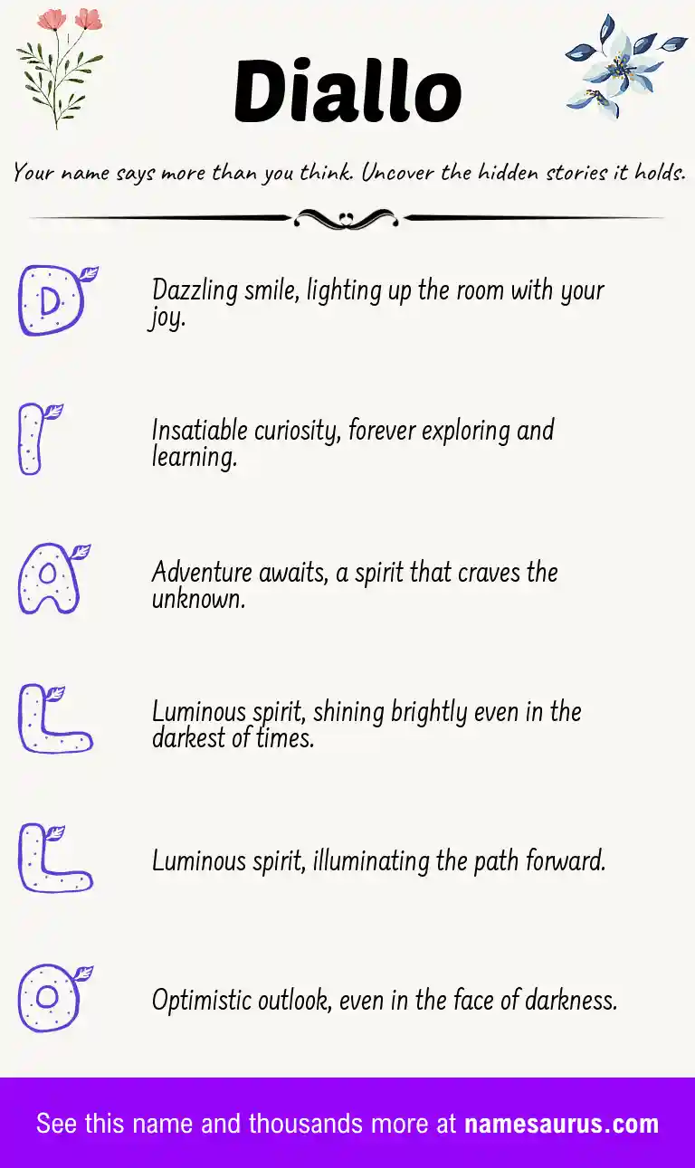 Acrostic poem about Diallo.