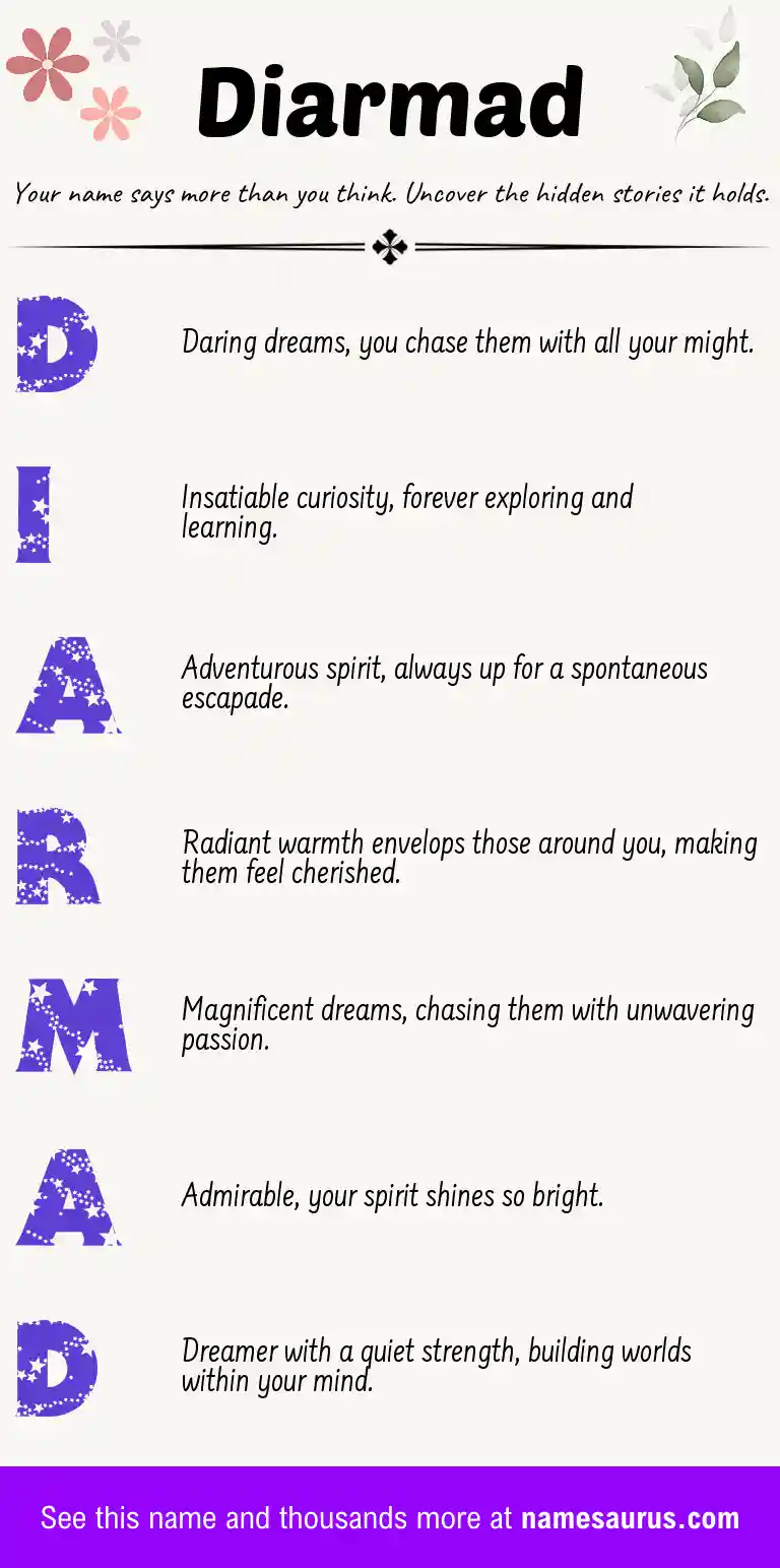 Acrostic poem about Diarmad.