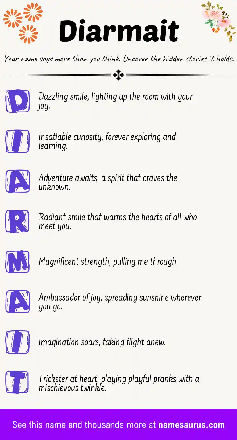Acrostic poem about Diarmait.