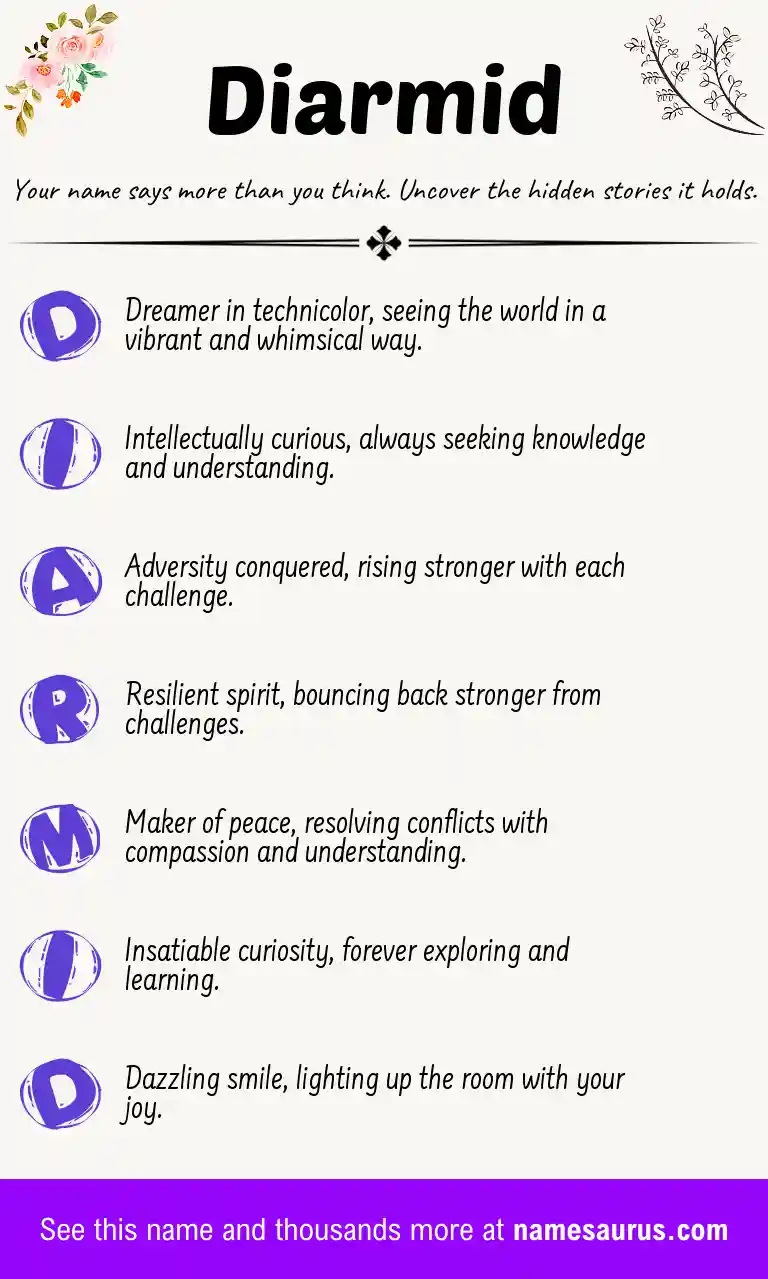 Acrostic poem about Diarmid.