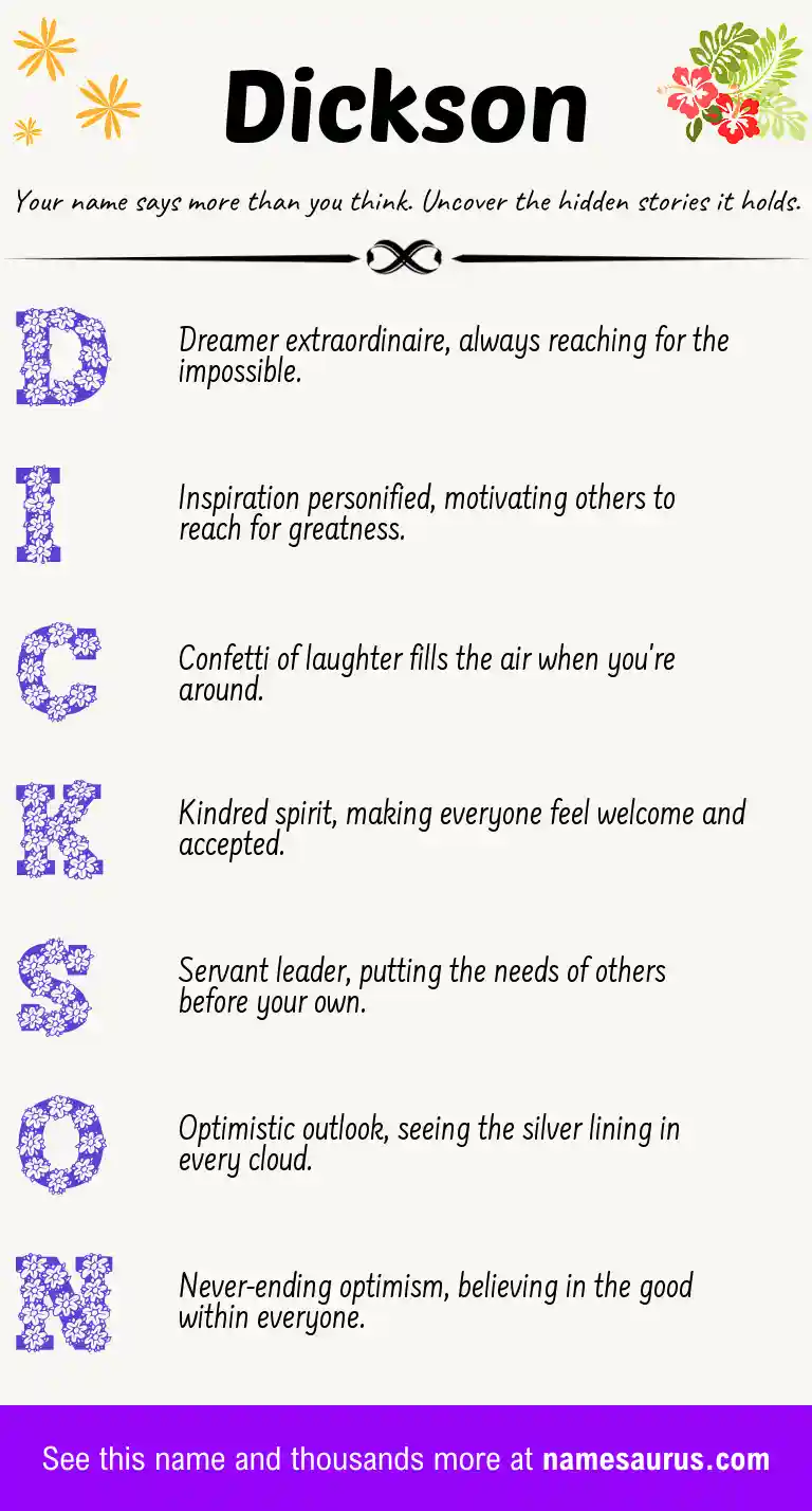 Acrostic poem about Dickson.