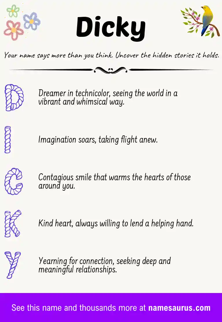 Acrostic poem about Dicky.