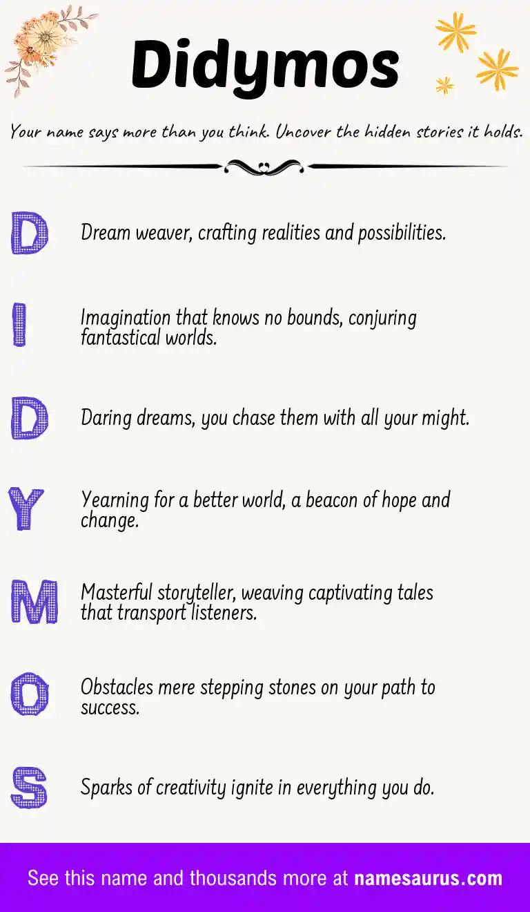 Acrostic poem about Didymos.