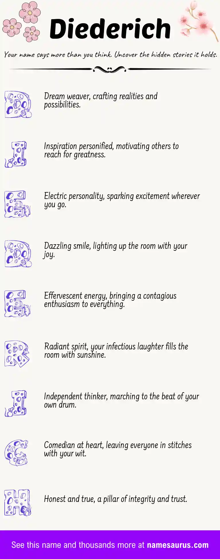 Acrostic poem about Diederich.