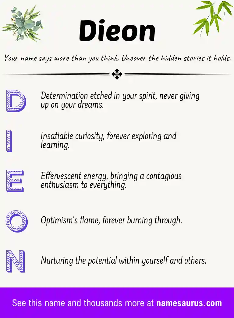 Acrostic poem about Dieon.