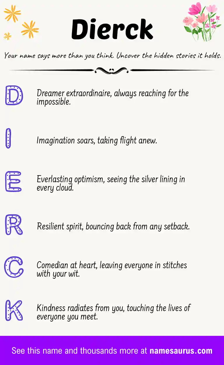 Acrostic poem about Dierck.