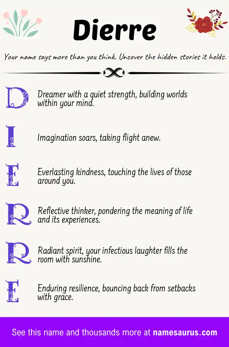 Acrostic poem about Dierre.