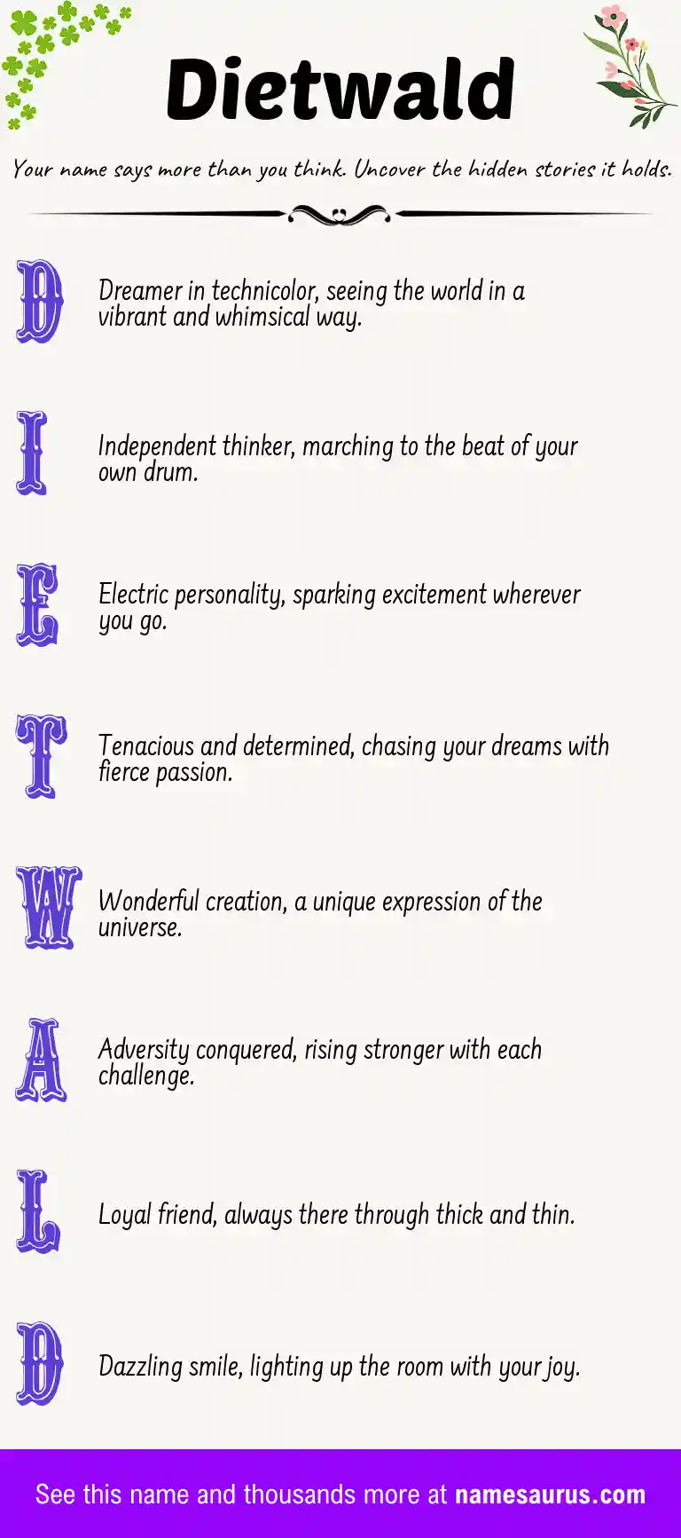 Acrostic poem about Dietwald.
