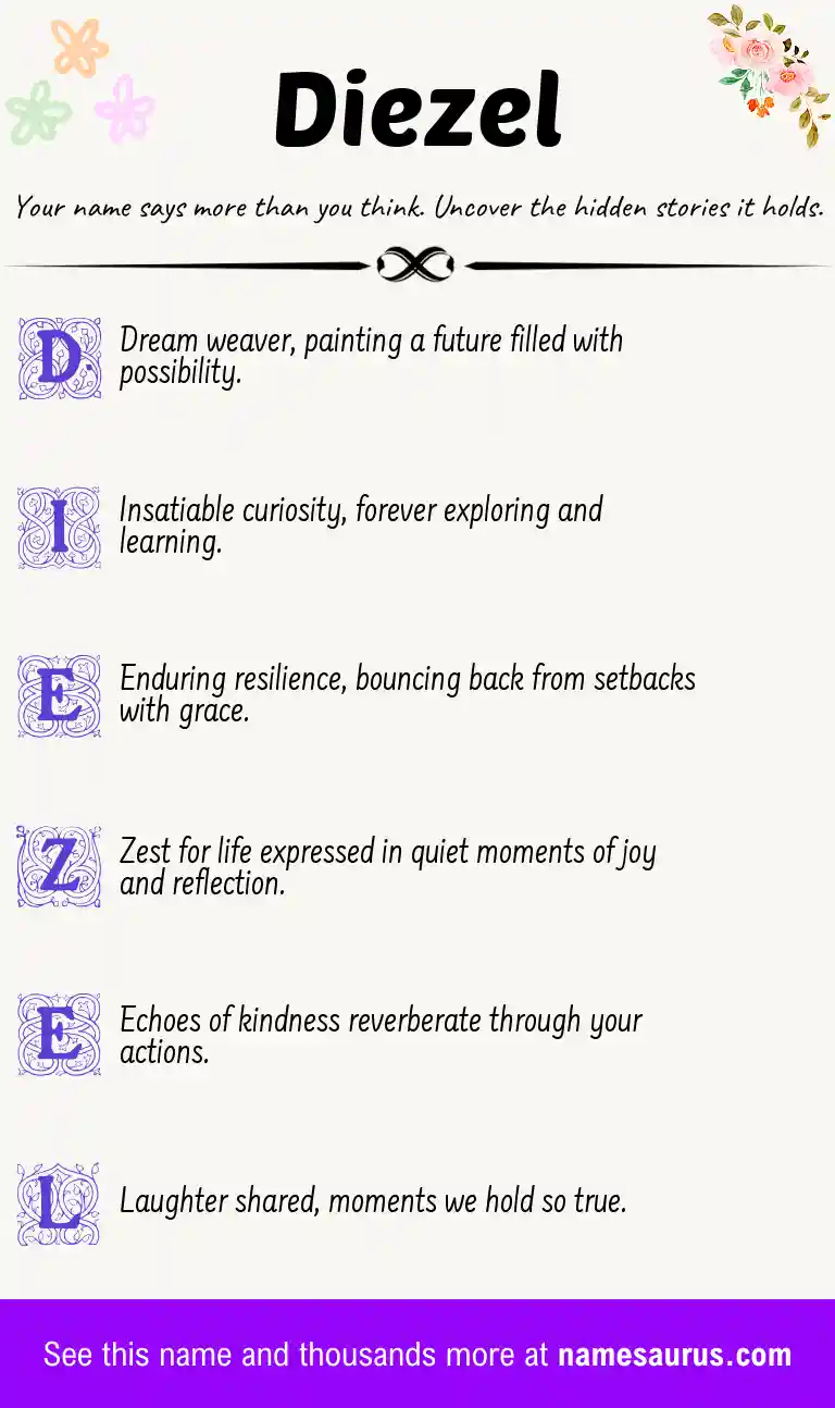 Acrostic poem about Diezel.