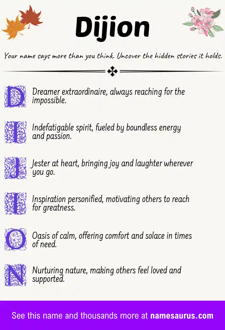 Acrostic poem about Dijion.