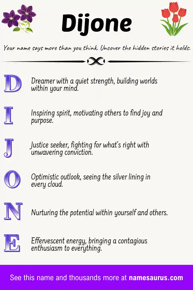 Acrostic poem about Dijone.