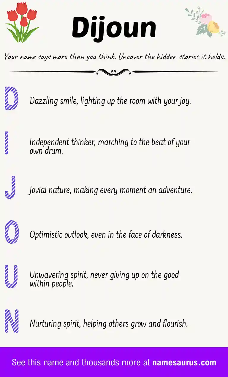 Acrostic poem about Dijoun.