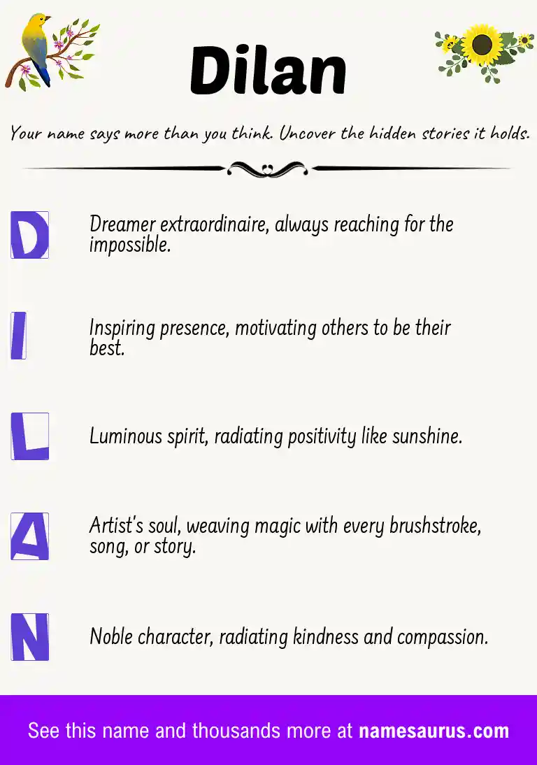 Acrostic poem about Dilan.