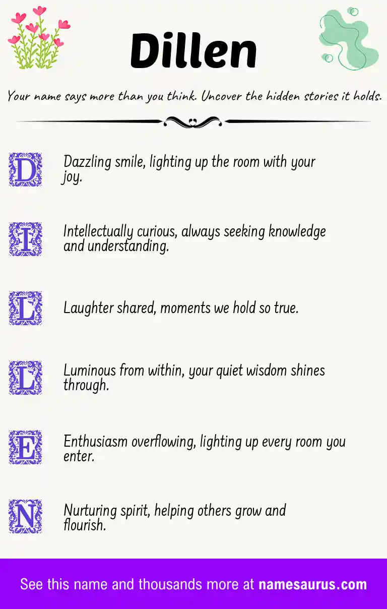 Acrostic poem about Dillen.