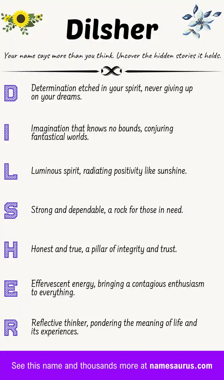 Acrostic poem about Dilsher.