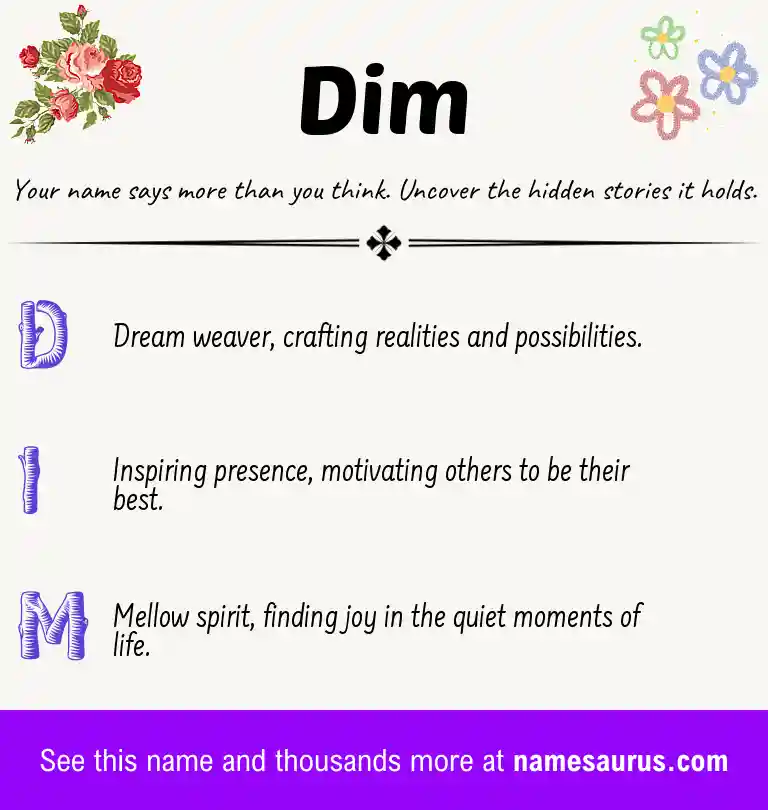 Acrostic poem about Dim.