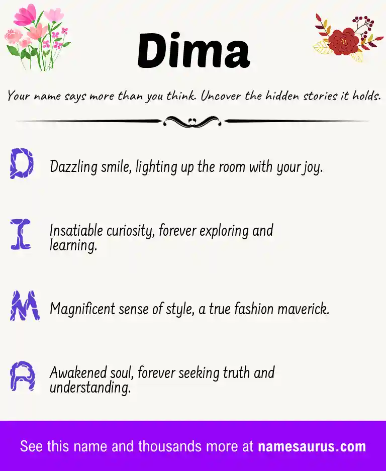 Acrostic poem about Dima.