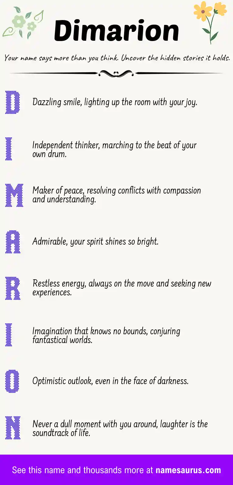 Acrostic poem about Dimarion.