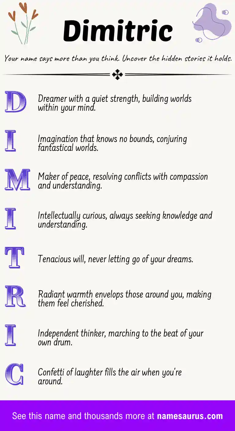 Acrostic poem about Dimitric.