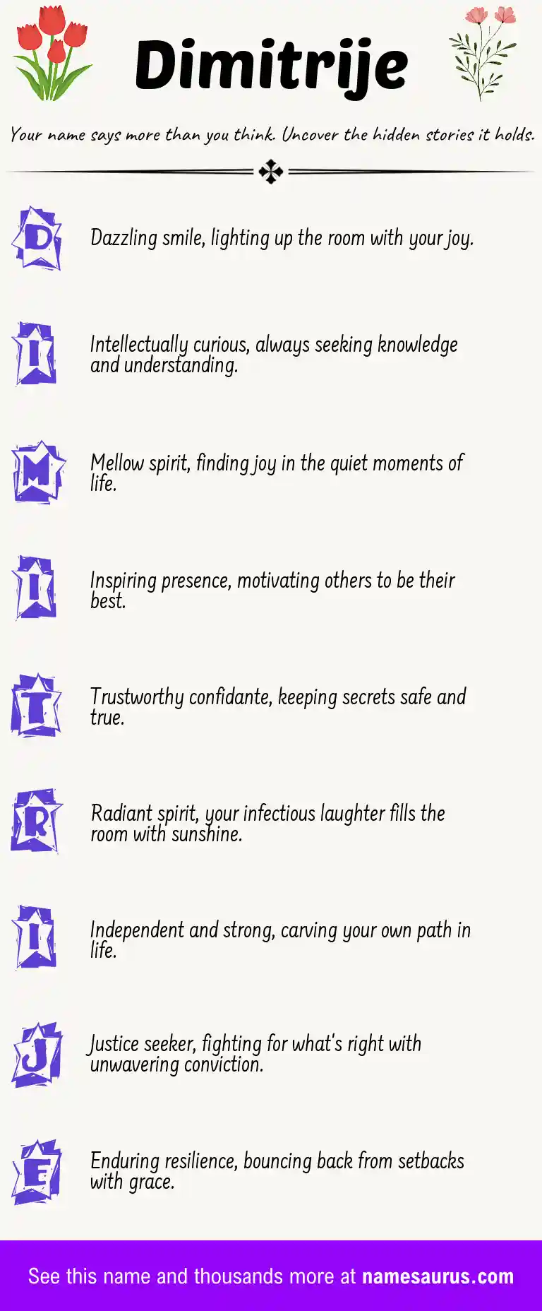 Acrostic poem about Dimitrije.