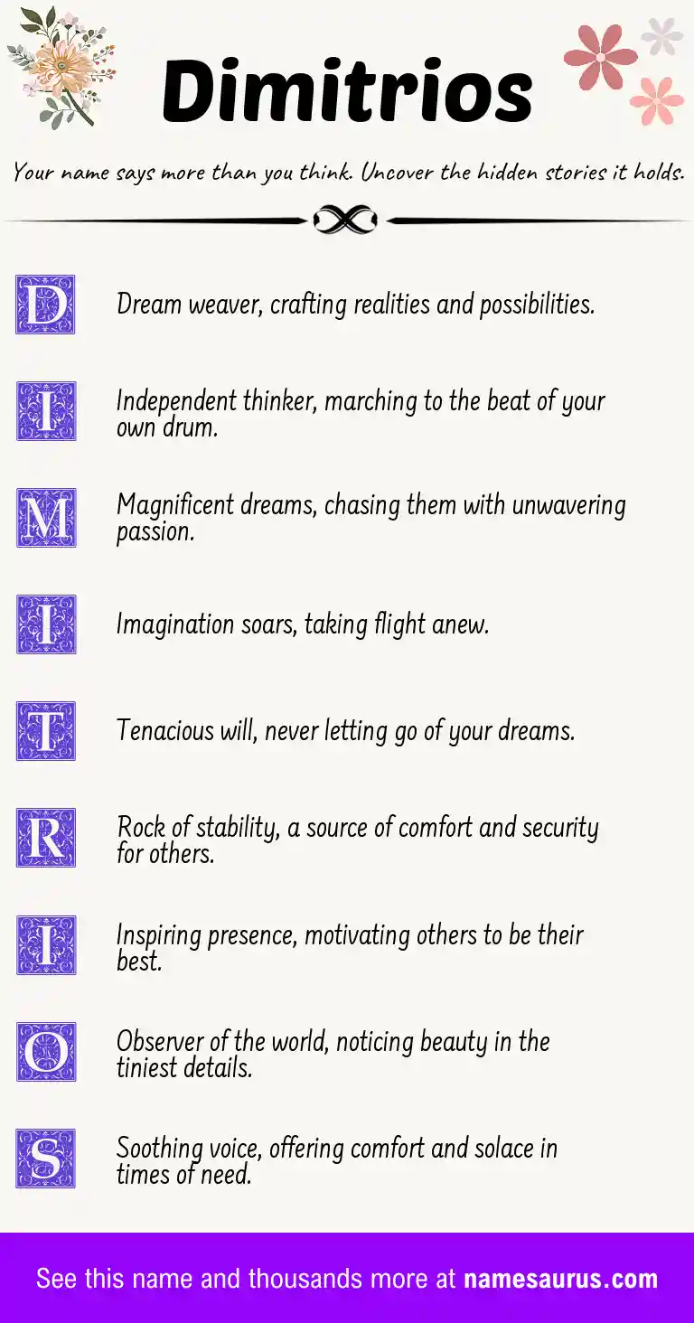 Acrostic poem about Dimitrios.