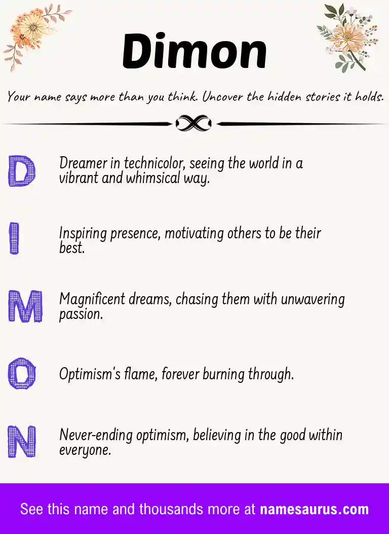 Acrostic poem about Dimon.