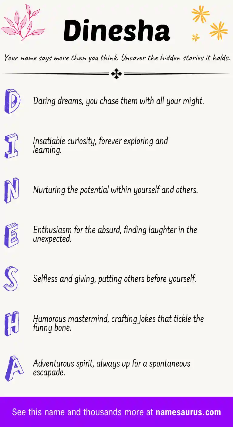 Acrostic poem about Dinesha.