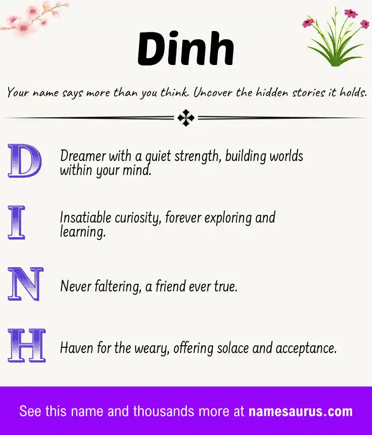 Acrostic poem about Dinh.