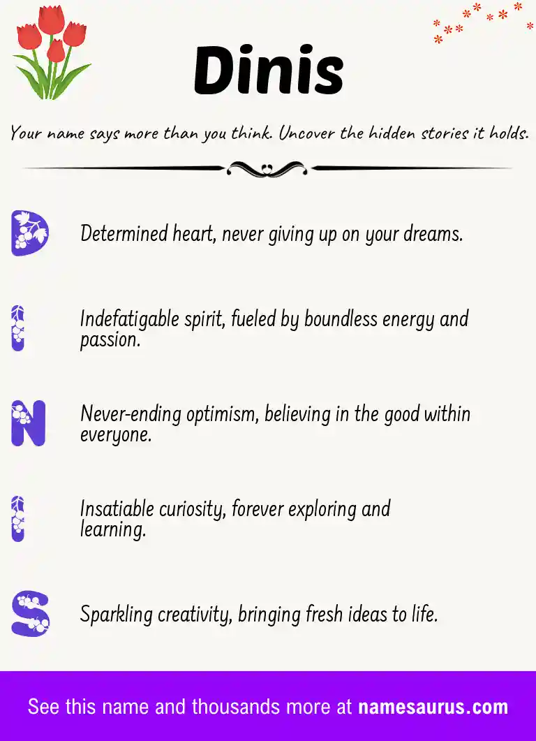 Acrostic poem about Dinis.