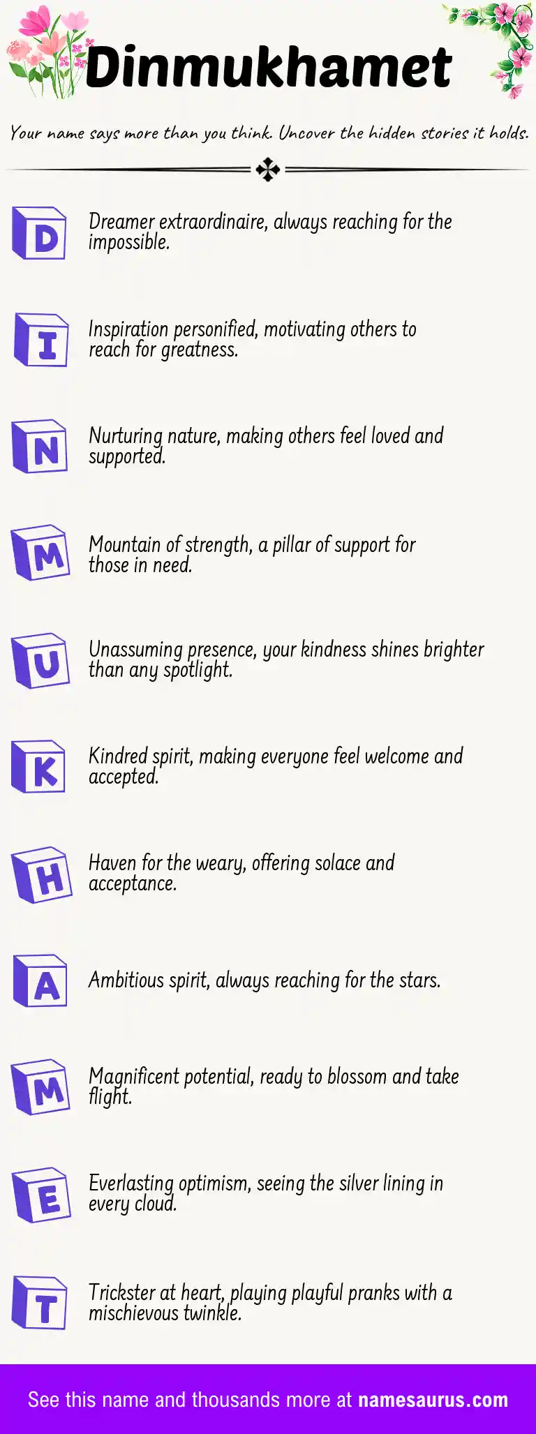 Acrostic poem about Dinmukhamet.