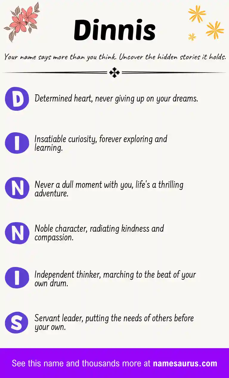 Acrostic poem about Dinnis.