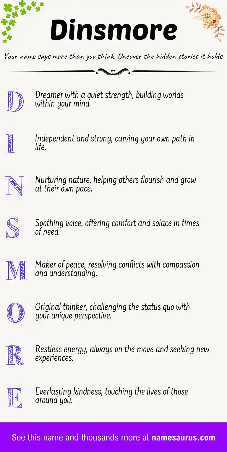 Acrostic poem about Dinsmore.
