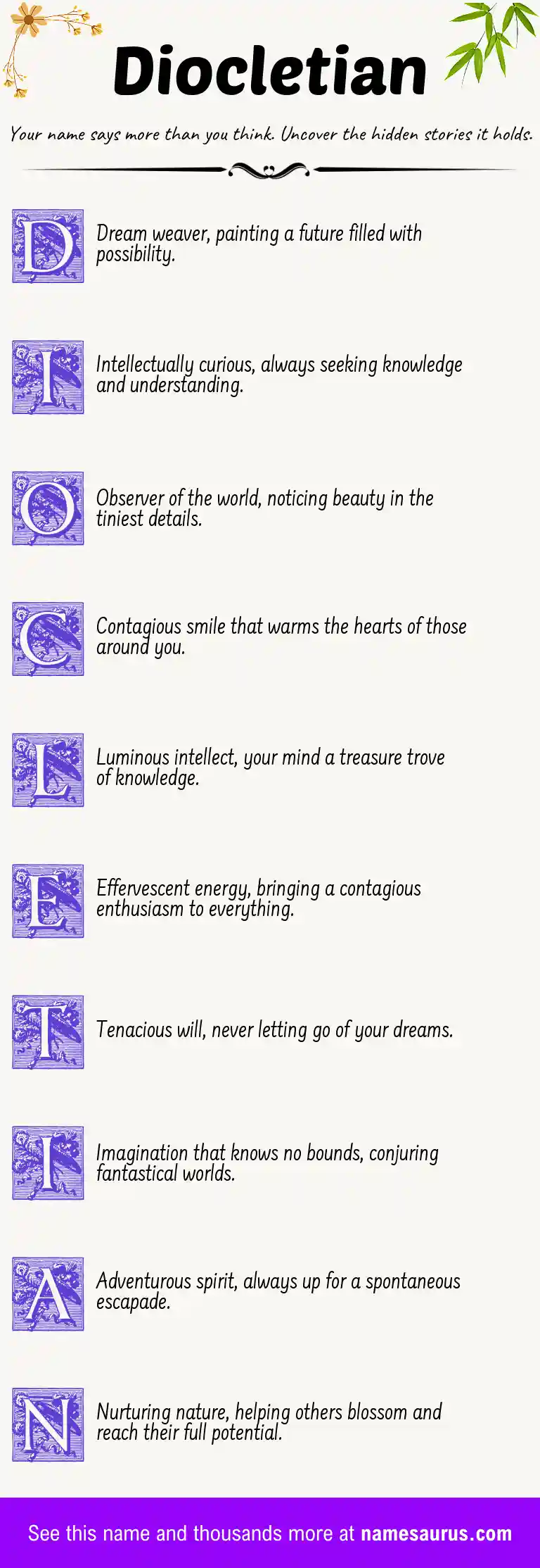 Acrostic poem about Diocletian.