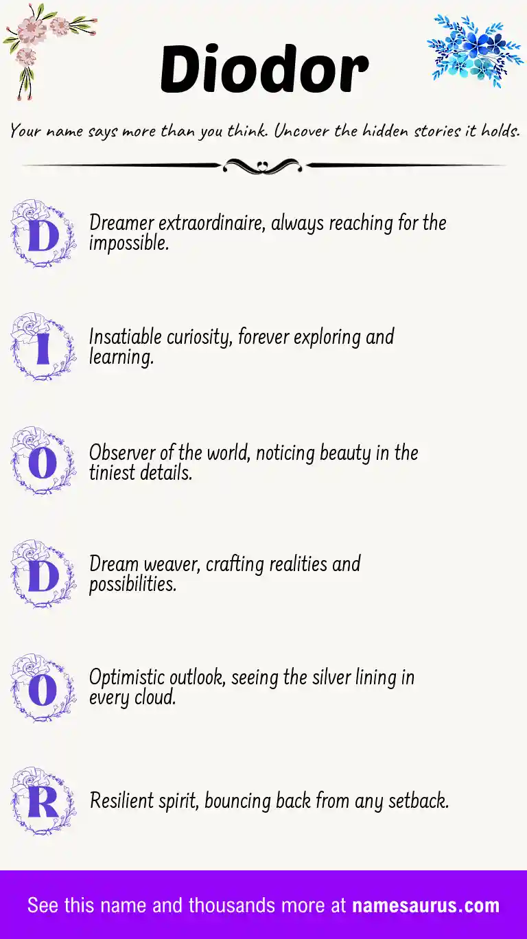 Acrostic poem about Diodor.