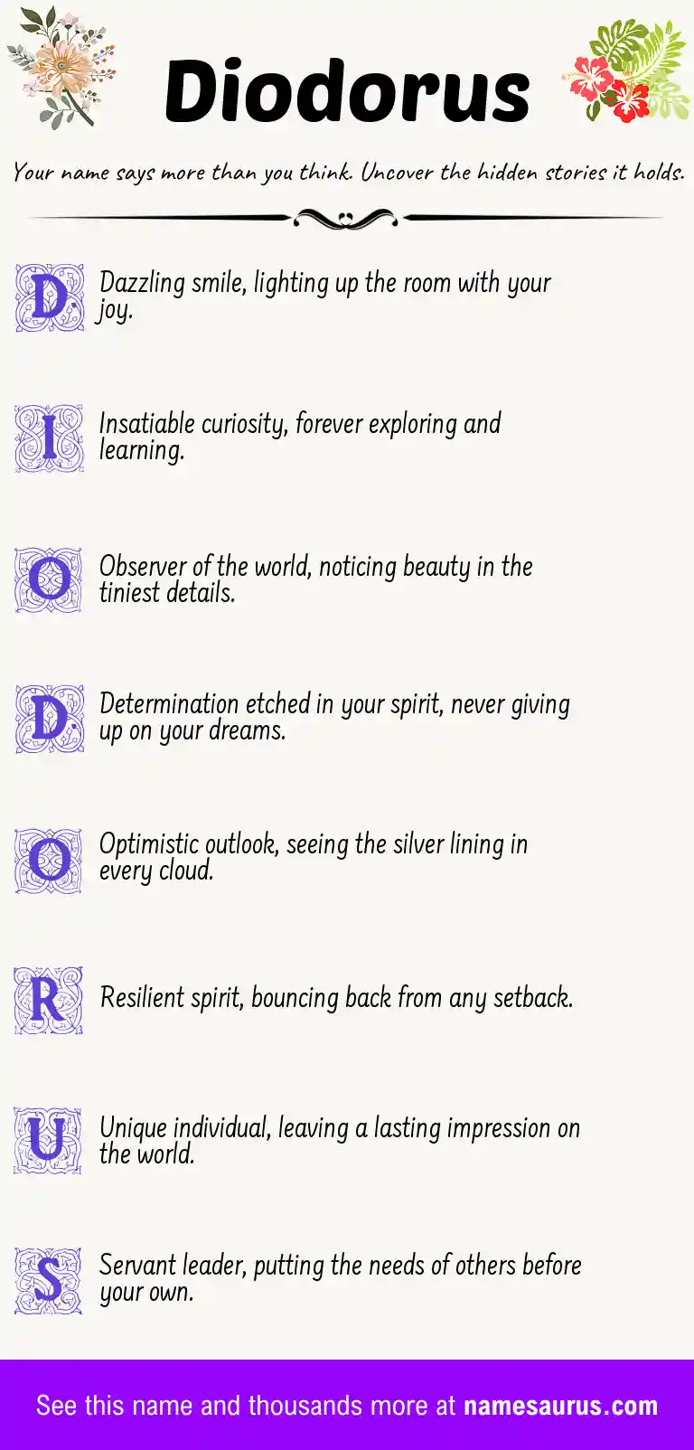 Acrostic poem about Diodorus.