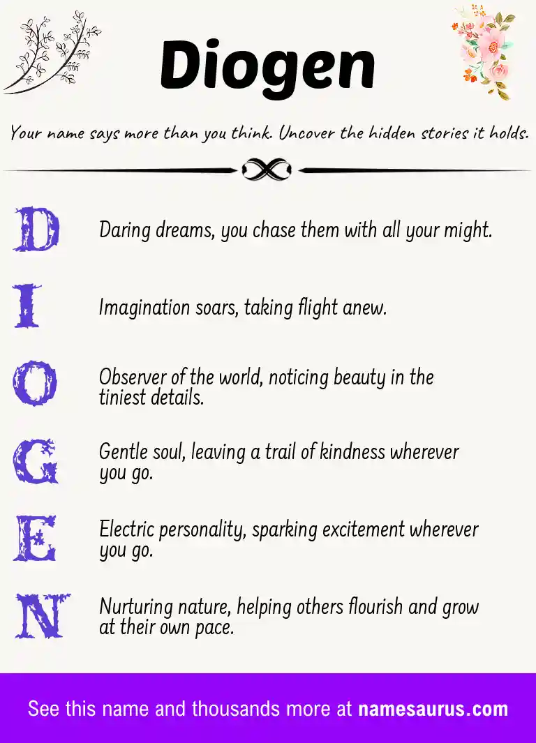 Acrostic poem about Diogen.
