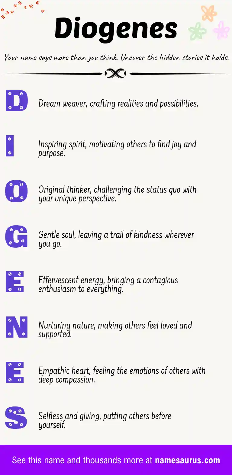 Acrostic poem about Diogenes.