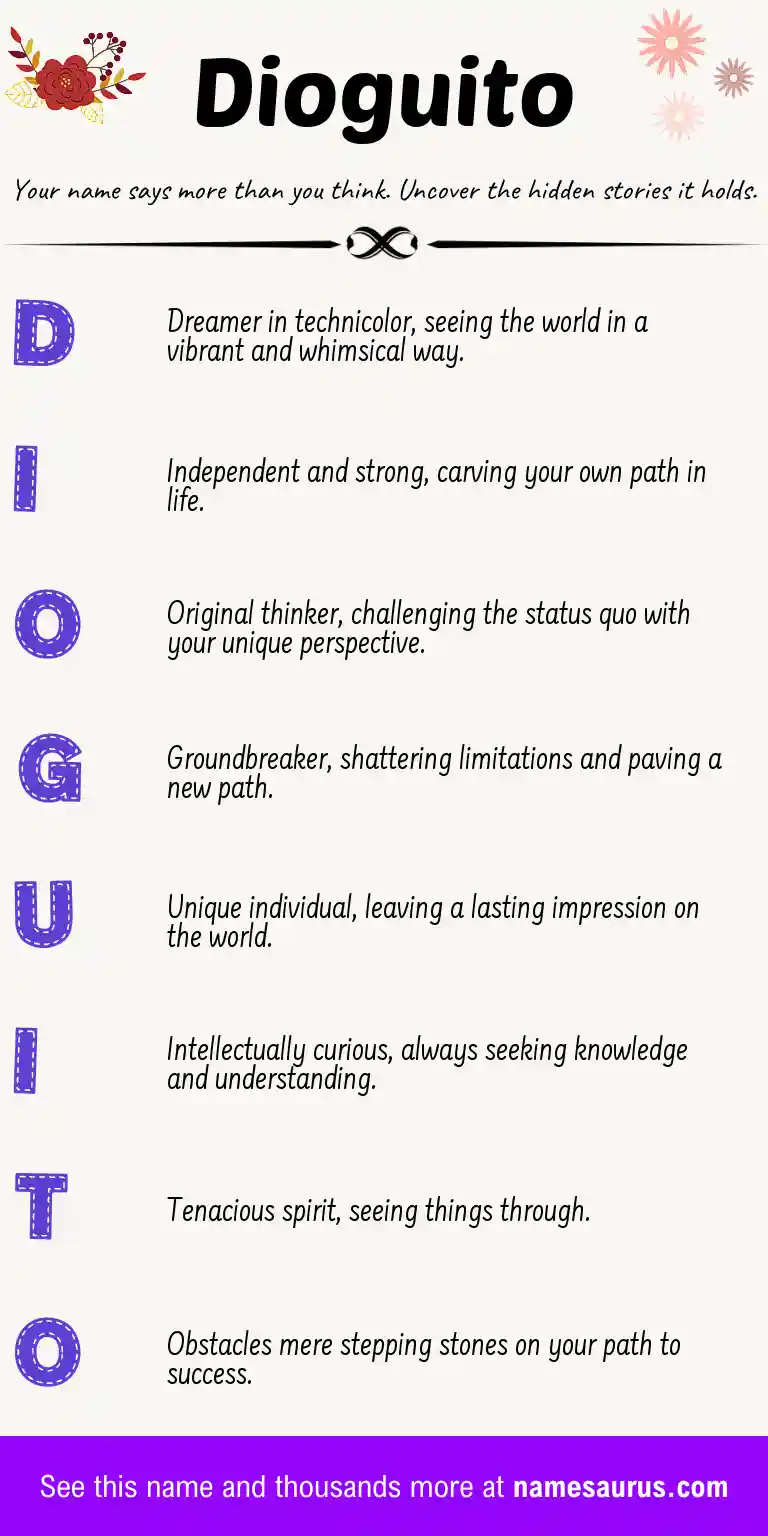 Acrostic poem about Dioguito.