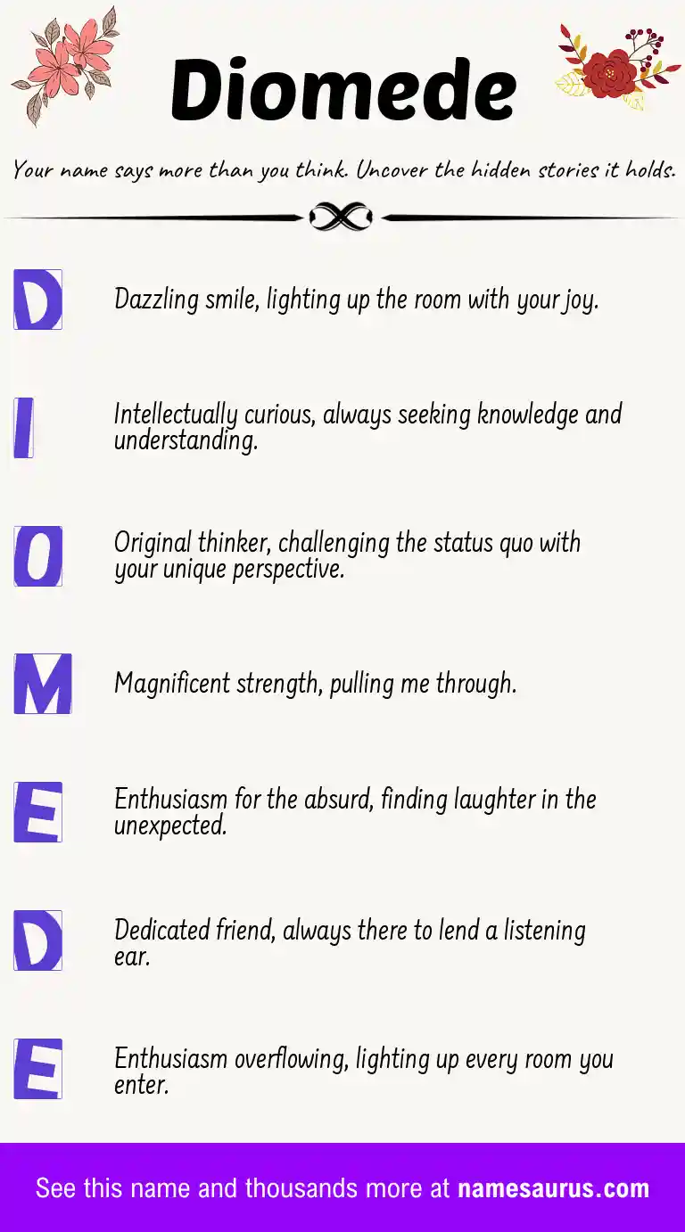 Acrostic poem about Diomede.