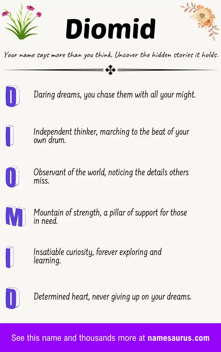 Acrostic poem about Diomid.
