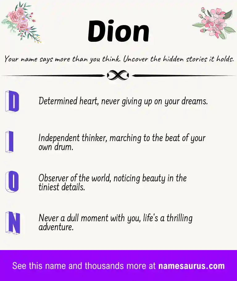 Acrostic poem about Dion.