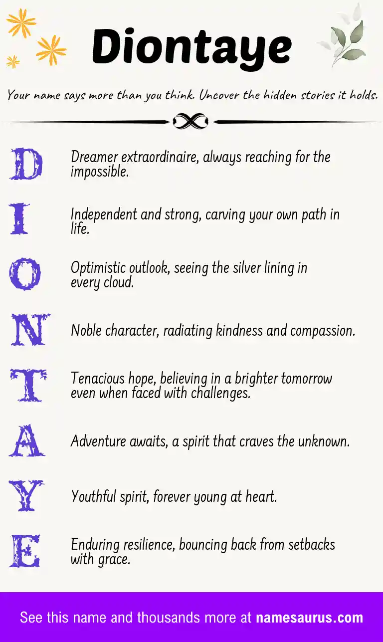 Acrostic poem about Diontaye.