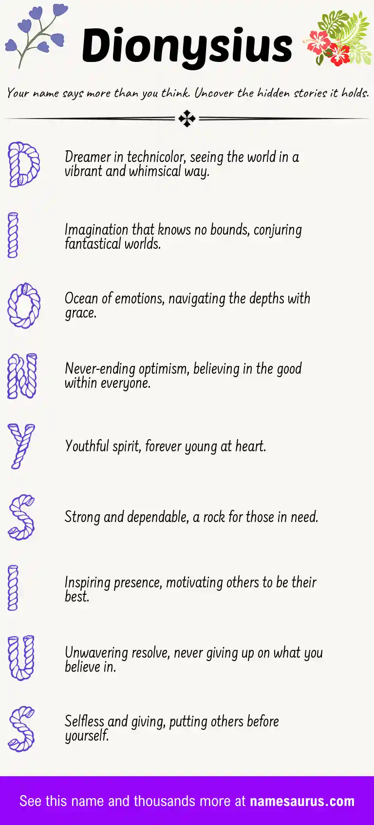 Acrostic poem about Dionysius.