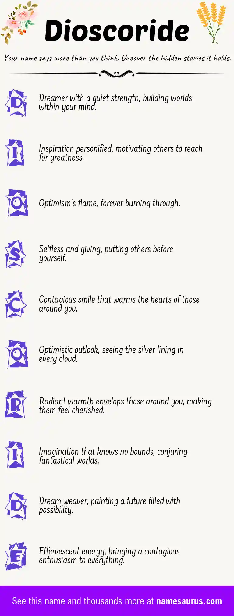 Acrostic poem about Dioscoride.