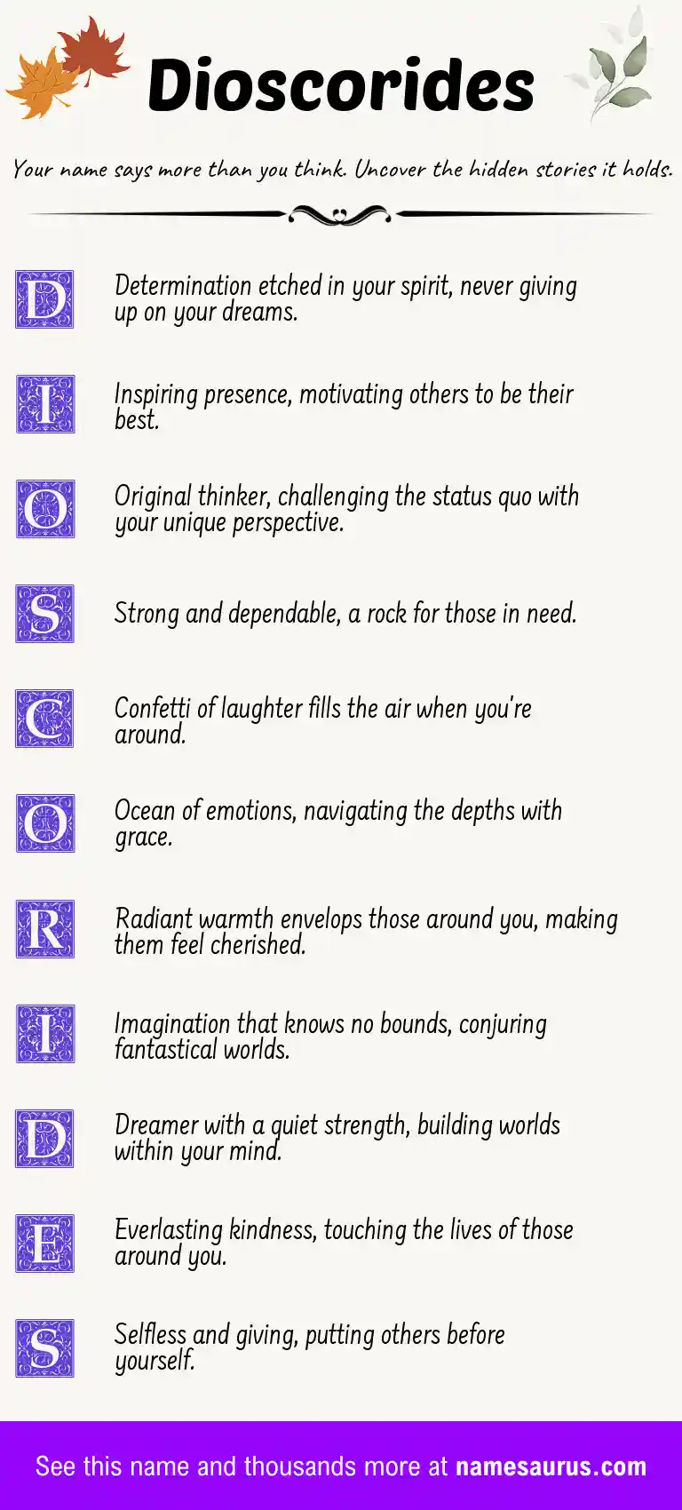 Acrostic poem about Dioscorides.