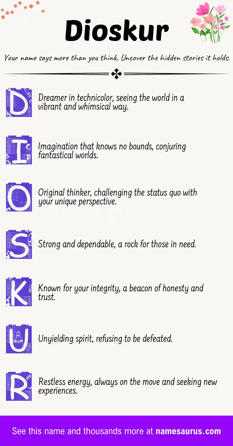 Acrostic poem about Dioskur.