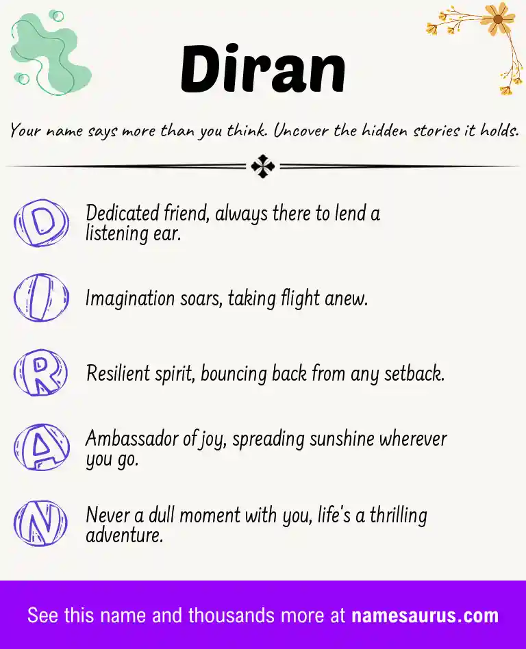 Acrostic poem about Diran.