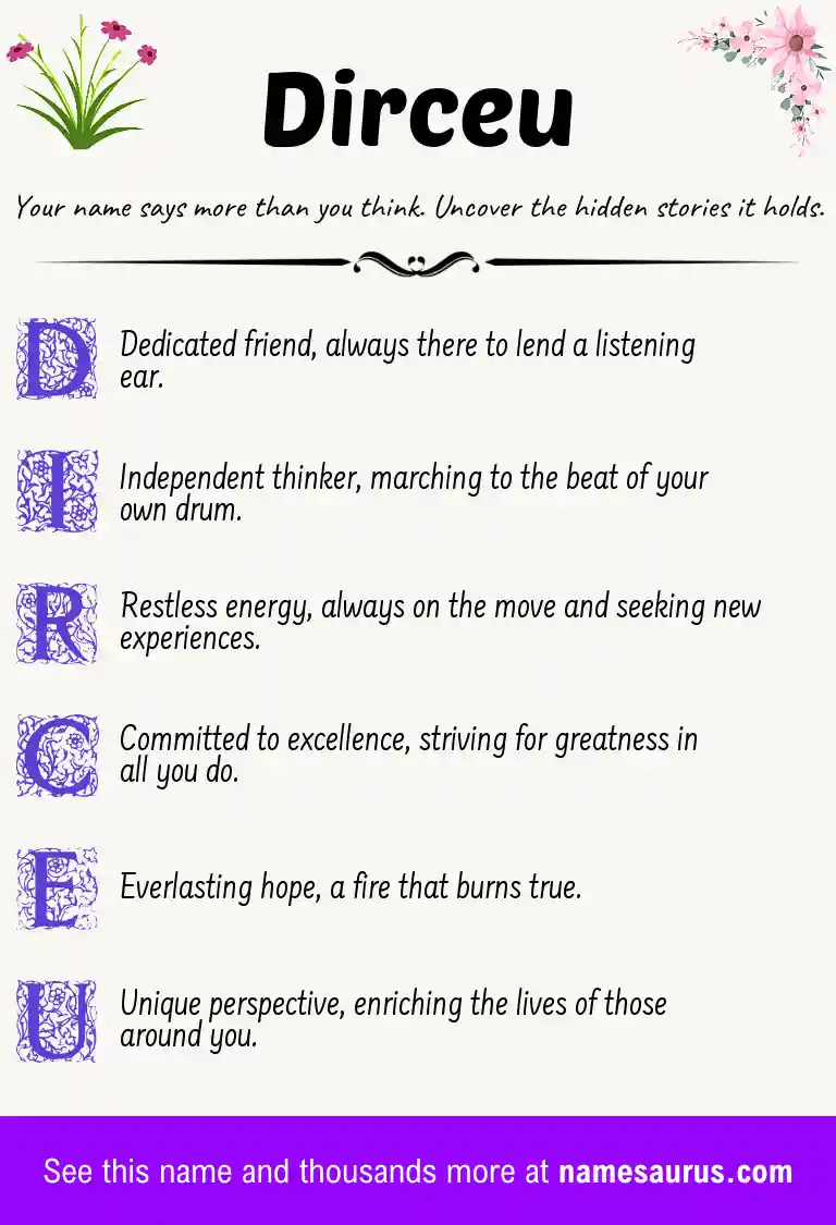 Acrostic poem about Dirceu.