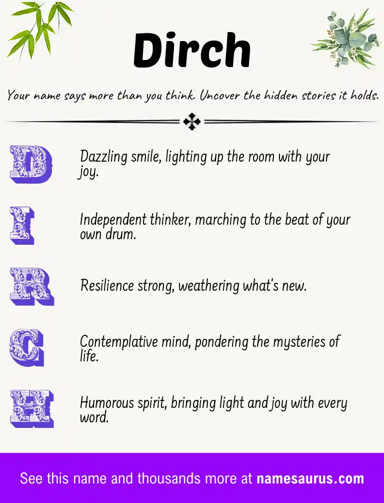 Acrostic poem about Dirch.